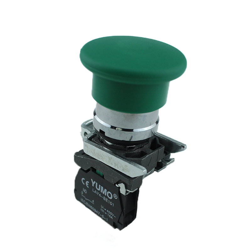 Green Mushroom Cap Push To Exit Button Switch 1NO 1NC DPST Emergency Stop Push Button Switch